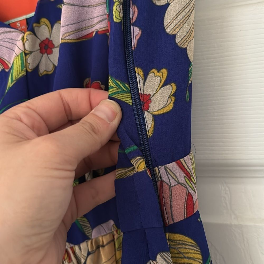 ModCloth “Muster the Length” Floral Maxi Dress Sapphire Blue Yellow Size Small - Picture 8 of 13